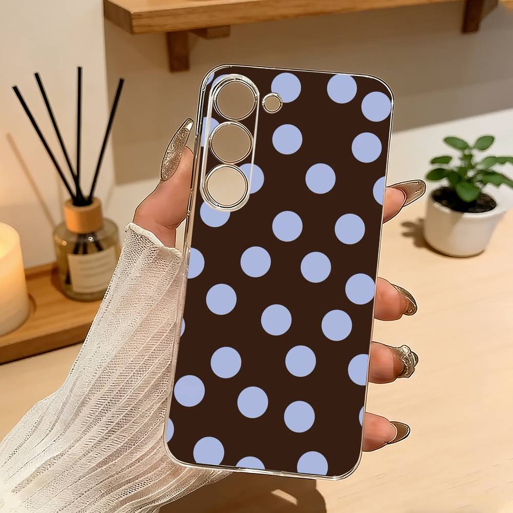 Ins Style P-Polka Dot Vintage Phone Case For Samsung Galaxy A71,A70,A52,A51,A40,A30 Transparent Cover
