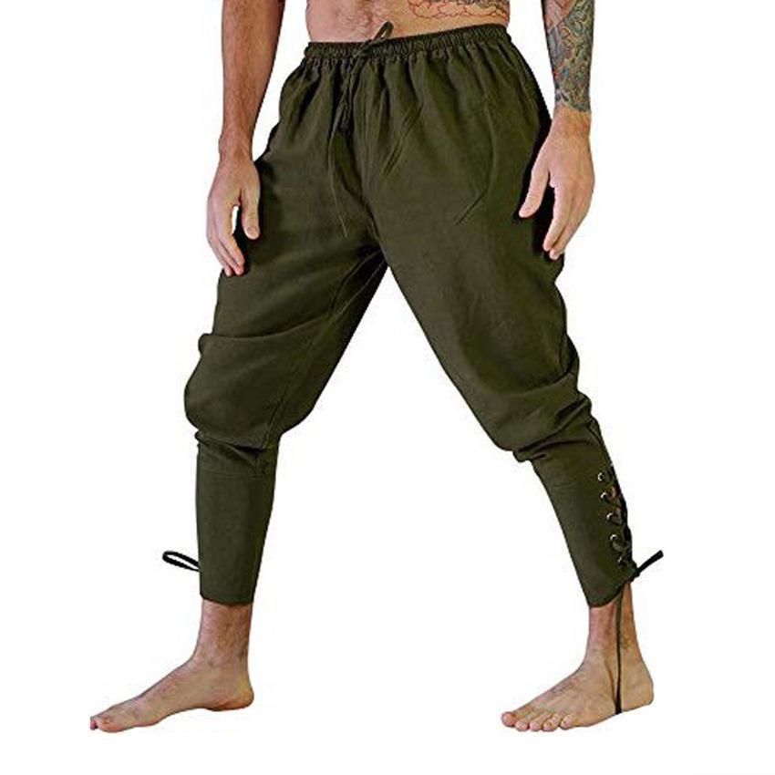 Herren Neue Sommer Freizeit Lange Hose mit Knöchelbändern - Mittelalterlicher Piratenstil