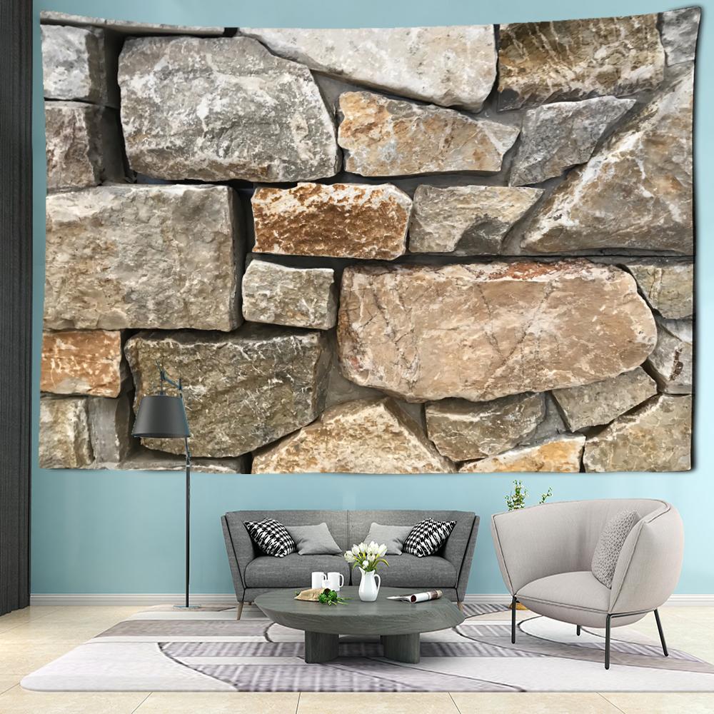 Szary Duży Kamień Gobelin Wiszący na Ścianie Sztuka Abstrakcyjna Hippie Tapiz Tajemniczy Estetyczny Pokój Dzienny Wystrój Domu