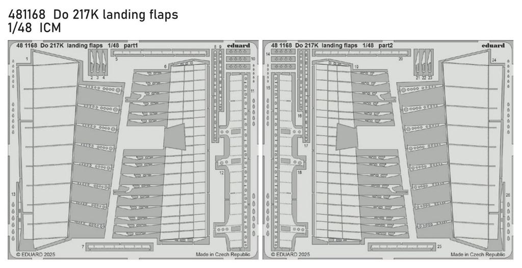 Eduard 1/48 Do217K Landing Flaps (for ICM) Plastic Model Parts EDU481168 (Airplane)