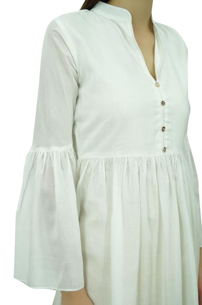 Bimba Women Designer Short Boho Dress With Gathers On Waist & Ruffle Sleeves