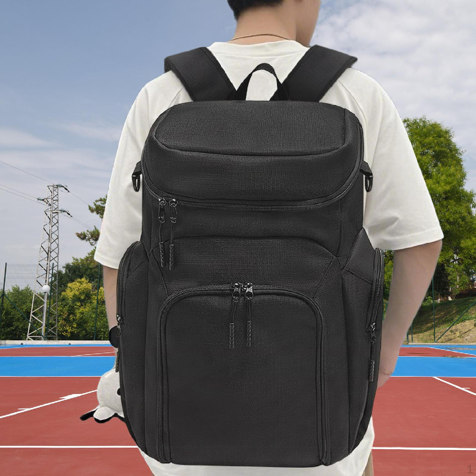 

Basketball Backpack Side Pocket Breathable Rucksack with Shoes Ball Holder Sports Gym Bag for M 30x15x37cm