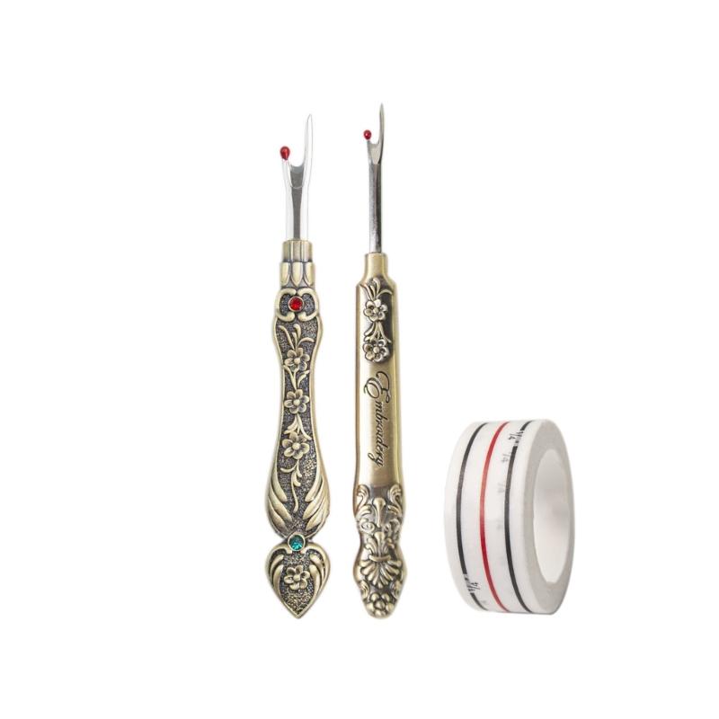 

2Pcs Seam Rippers with Sewing Tape, Stitching Rippers for Sewing, Needle Work Pattern, Removing Thread бронзовый