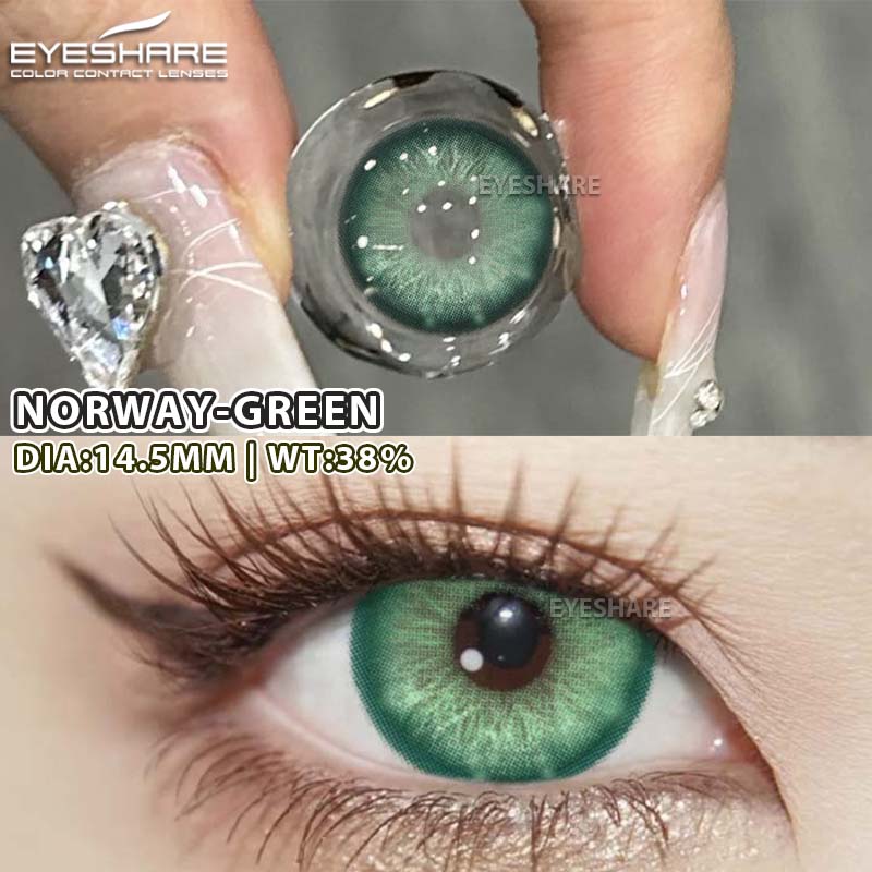 Eyeshare 2PCS New Fashion Color Contact Lenses Blue Glasses Lenses Brown Natural Beauty Lenses Green Fashion Lenses