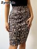 Women's Leopard Print Faux Suede Midi Skirt with High Waist and Floral Print for Fall Winter Season