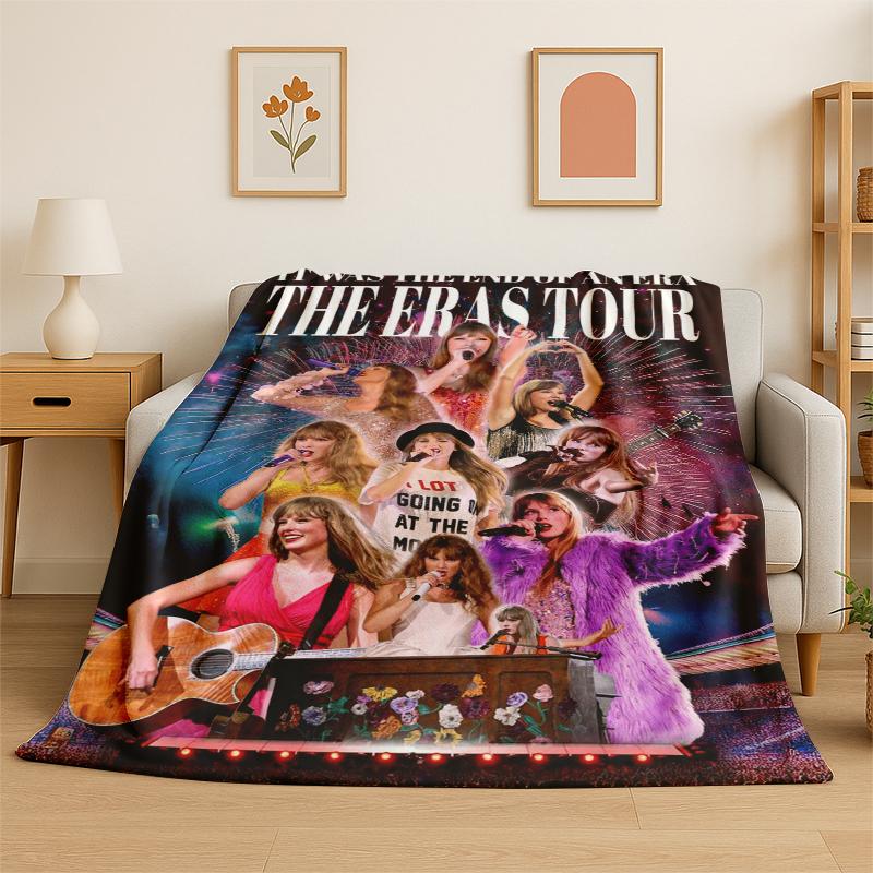 Singer T-Taylor Singer Music Flannel Blanket Soft Warm Throw Blanket for Bedroom Living Room Bed Travel Camping Picnic Gift