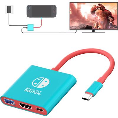 Portable TV Dock Station for Switch/Switch 2/Steam Deck/ROG Ally/Legion GO, 3-in-1 Switch 2 Travel Dock with HDMI 4K@60Hz, USB 3.0 100W PD Port