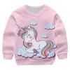 2025 New Cartoon Pink Unicorn Hoodies Girl Garden Collar Clothes Children's Fashion Hoodie Autumn Casual Bathroom Round Neck Pullover Sweater