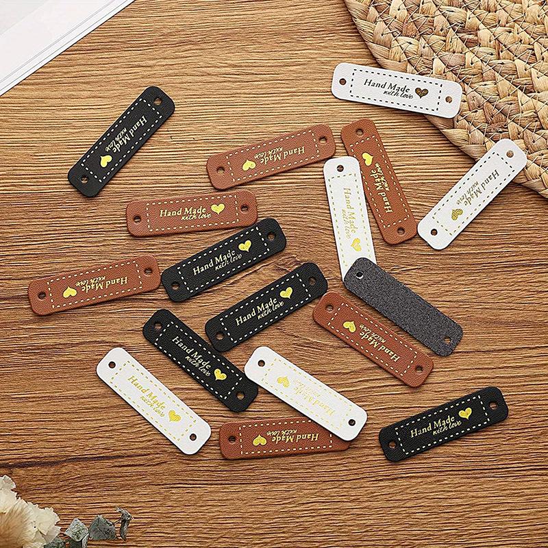10PCS/PACK Leather Label Hot Stamped Clothing Classification Tags Gift Packaging Woven Products