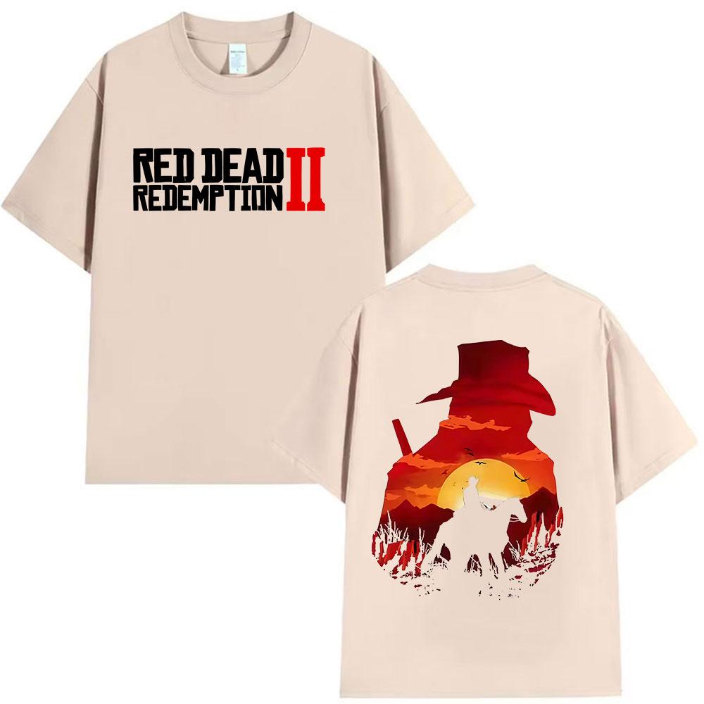 Red Dead Redemption 2 Graphic T-Shirts Arthur Morgan Game Player Tops Short Sleeve T-shirt Men's Gothic Clothing Cotton T Shirt