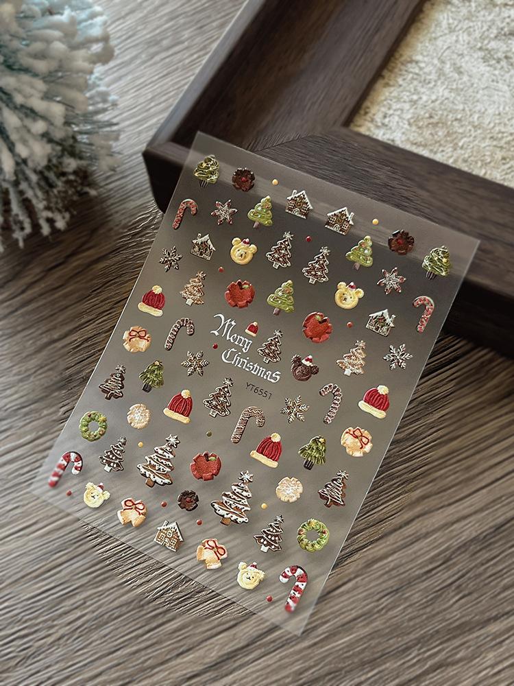 

3 шт. Зимняя Рождественская атмосфера Наклейка для ногтей Снеговик Снежинка Вапити Самоклеящиеся Милые наклейки для нейл-арта Украшение для маникюра