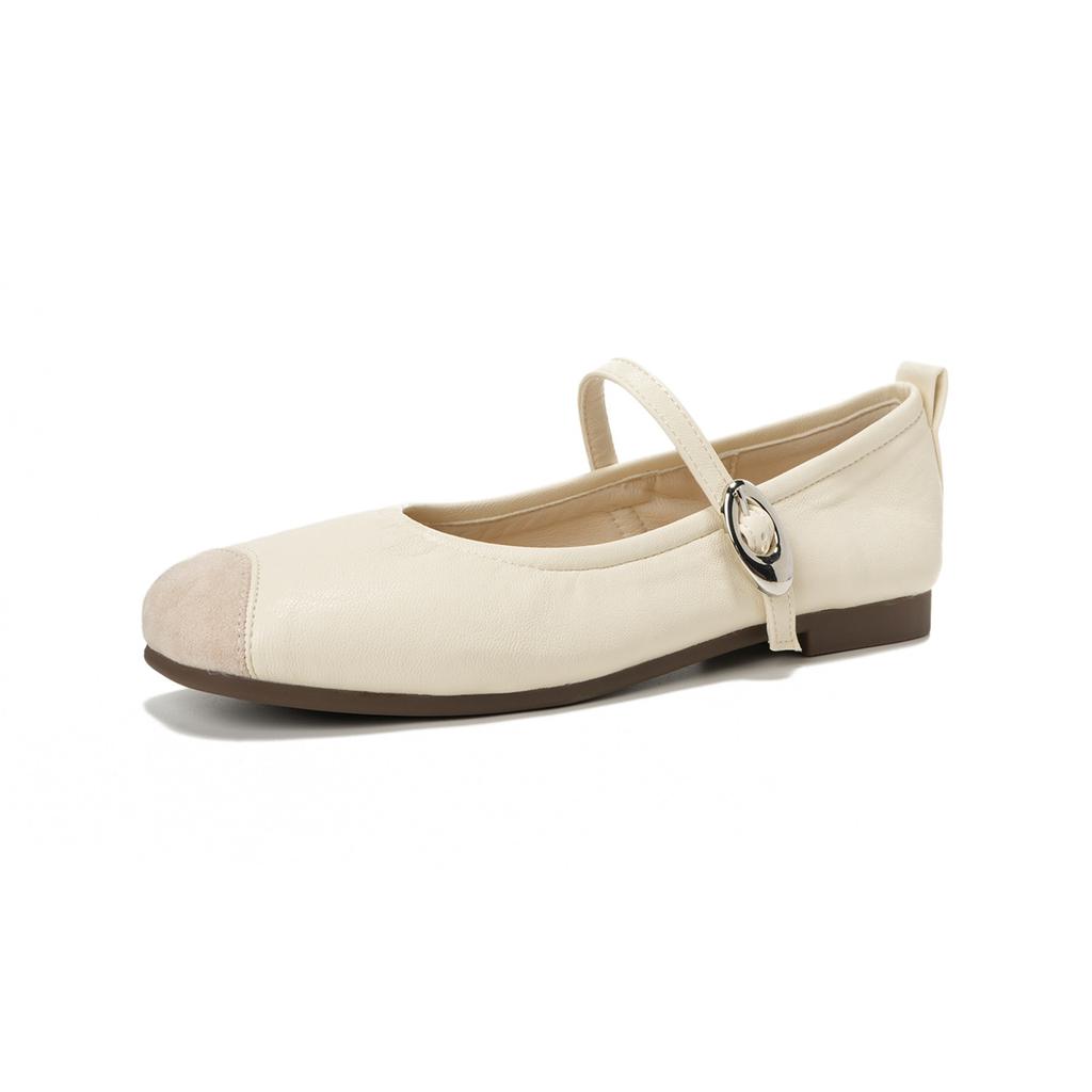 Beautiful shallow single shoes women's square head flat ballet shoes evening Mary Jane shoes