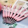 8pc/set Pink ABS Knitting Needle Tool, Pink Handle Alumina Needle, Single Pointed Crochet Hooks Sweater Needle, Size 2.5mm-6.0mm