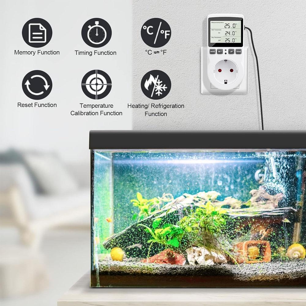 Digital Thermostat Socket EU/US/UK Plug Temperature Controller Timer Switch Cooling Heating Control 5 Mode Timing Socket