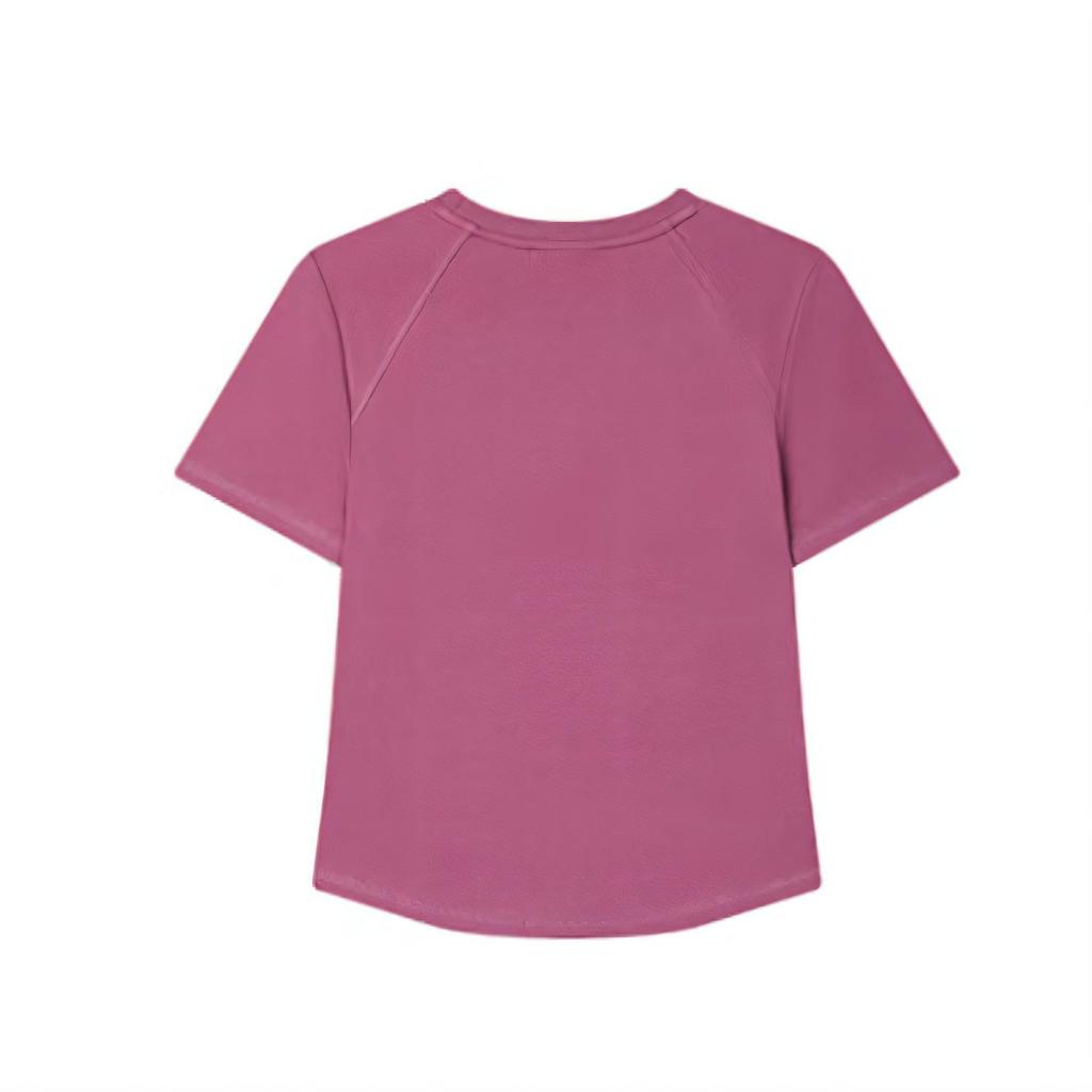 FILA Original Fashion Comfortable Soft Solid Color Slim Fit Short Sleeve Raglan T-Shirt Women Tops Brick-Red F51W529104F-WI