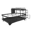 Abtropfgestell 2 Etagen Verdickter Edelstahl Multifunktional Großes Fassungsvermögen Arbeitsplatte Geschirr Aufbewahrungsorganizer Schwarz