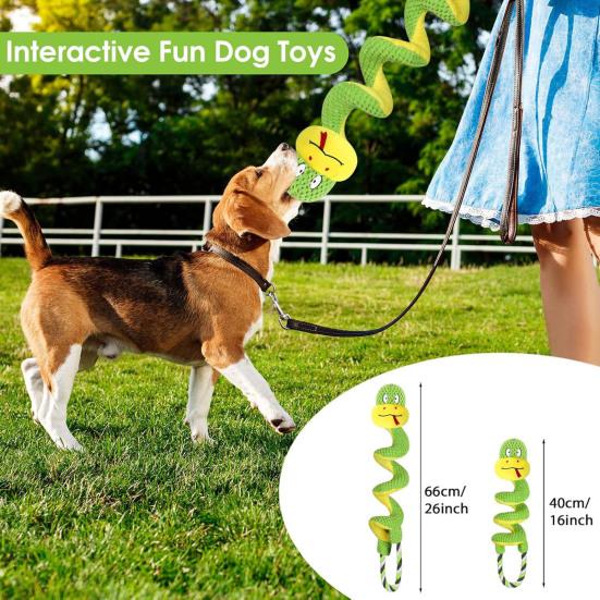 Squeaky Dog Chew Toy with Crinkle Paper Plush Giraffe/Snake Shape Tug of War Toy Interactive Stuffed Animal Pull Toy for Small Medium Large Dogs