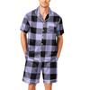 Men's Short Sleeve Button Down Pajama Set with Shorts Soft Lightweight Casual Sleepwear Lounge Set Available In Sizes S To XXXXL