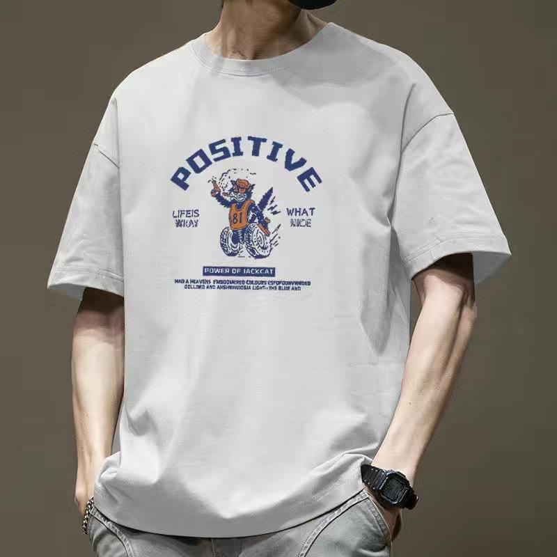 Summer Pure Cotton Letter Printed Short Sleeved T-shirt Versatile Short Sleeved Men's T-shirt