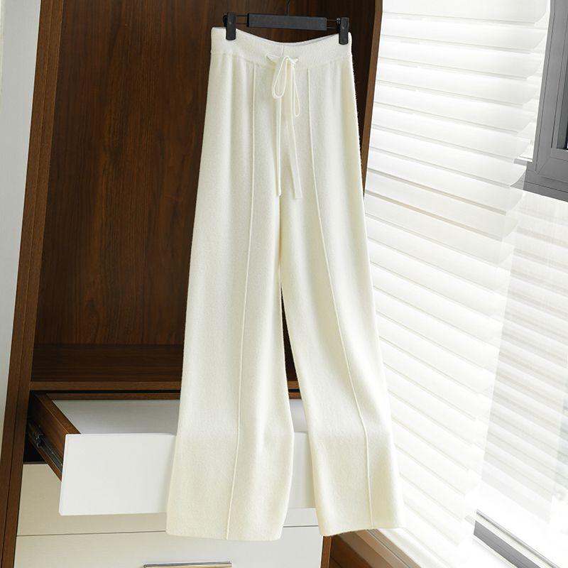 

Cashmere Casual Thickening High Waist Clouds Loose Pants Milk White S
