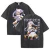 Hot Sale Anime Peripherals Frieren: Beyond Journey's End Graphic Print T-Shirt Men Women Streetwear Fashion Vintage Washed Cotton Summer New Tee