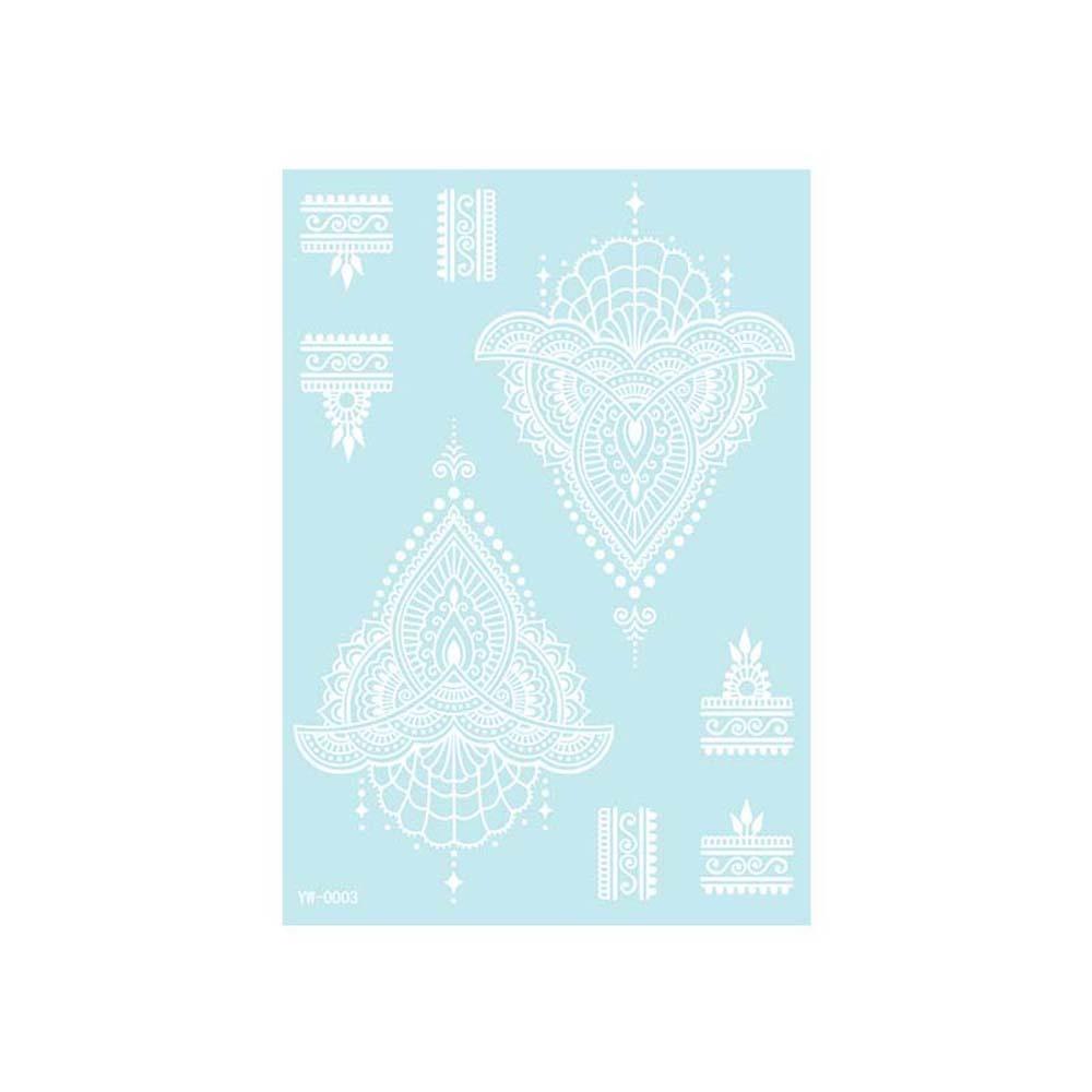 Wedding Tool Luminous Henna Tattoo Sticker White Body Art Sticker Lace Temporary Tattoo  Girls