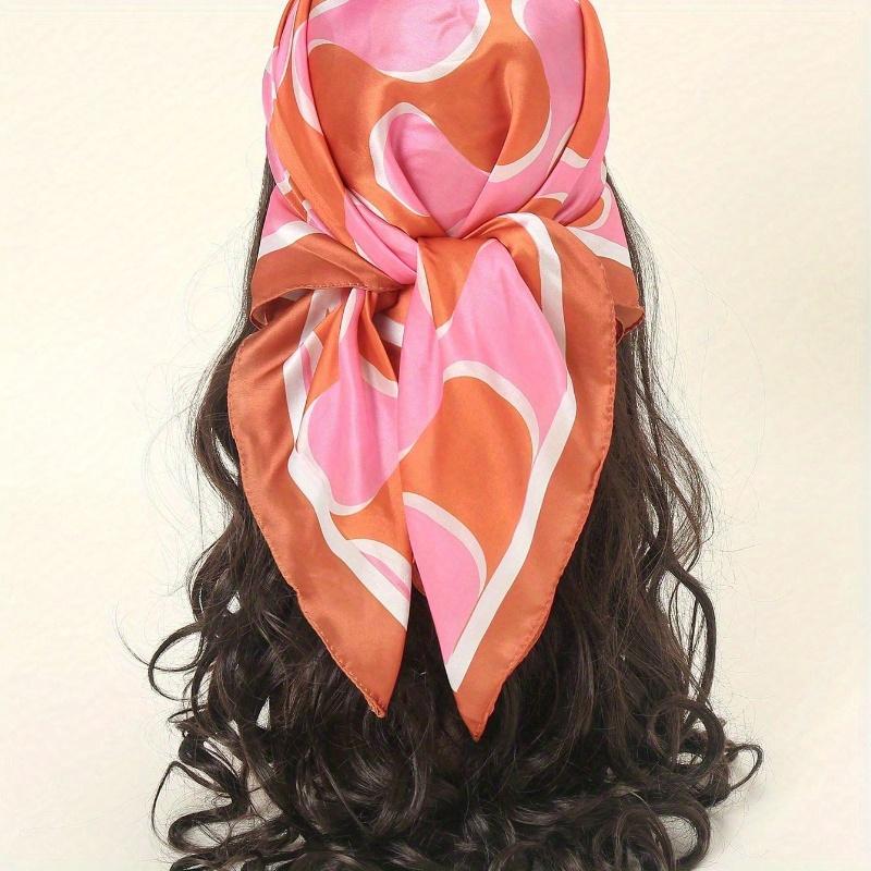 1pc Simple Printed 70s Square Scarf, New Spring Fashion Bandana for Women, Can Be Used As Belt, Bag Decoration, Ribbon