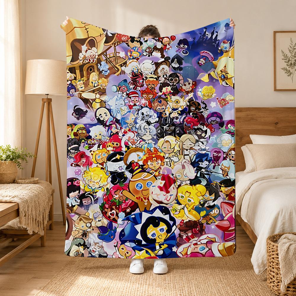 Cookie Run Kingdom Game Throw 240g Flannel Blanket, Suitable for Sofas, Beds, Offices, Exquisite Gift Blankets