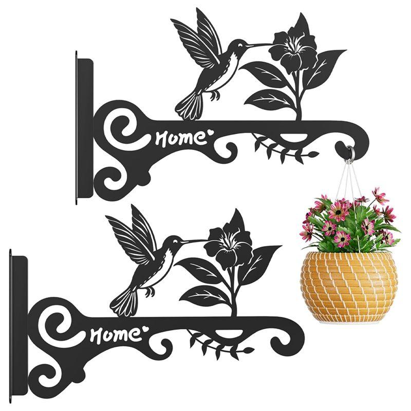 Decorative Metal Plant Hooks-Wall Hangers Featuring Bird Design, For Indoor& Outdoor Hanging Brackets-Home Decor 2Pcs