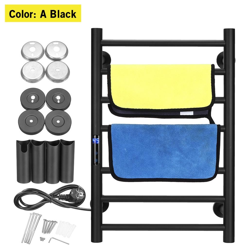 

80W Stainless Steel Heated Towel Rail 45°~70 Temperature &Time Control Bathroom Waterproof Smart Electric Towel Rack чёрный