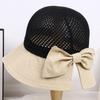 Summer Hats For Women Knitted Breathable Foldable Sun Hat With Bow Sun Protection Sunshade Korean Beach Hat Cap Travel New