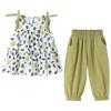 Sleeveless Half Korean Top and Bottom Kids Sleeveless Length Everyday Going Set [NOMSOCR] Children's Clothes, Girls' Setup, Summer, T-shirt, Pants,