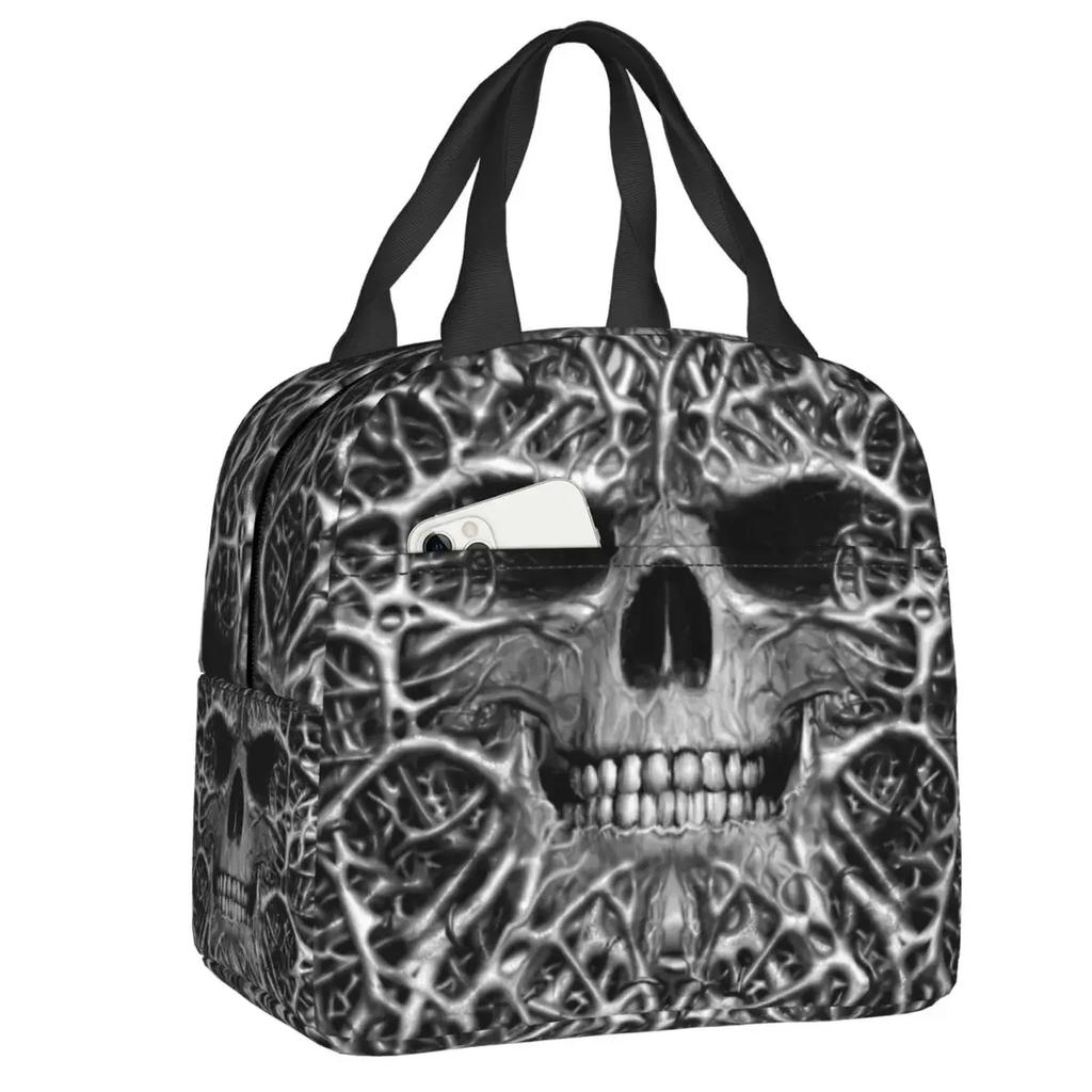 Evil Hands Skull Lunch Bag Leakproof Halloween Gothic Skeleton Thermal Cooler Insulated Lunch Box For Women Kids Food Tote Bags