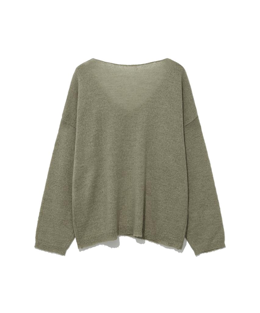 MOAA Sheer Loose V-Neck Knit (Ivory)