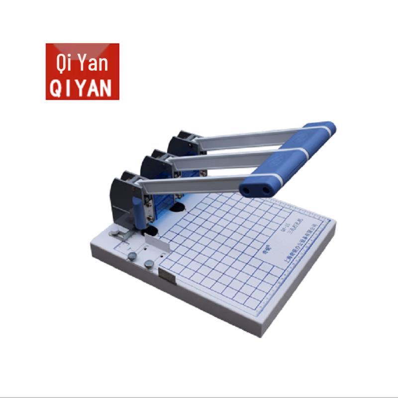 Qiyan Heavy-Duty 3-Hole Punch with Paper Cutter 3mm Drill Bit