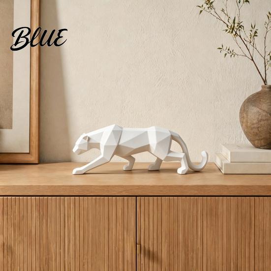 Luxury Home Office Modern Minimalist Geometric Ornament Cheetah Statues 3D Durable PLA Sculpture Decor Stone Texture Art Statue for