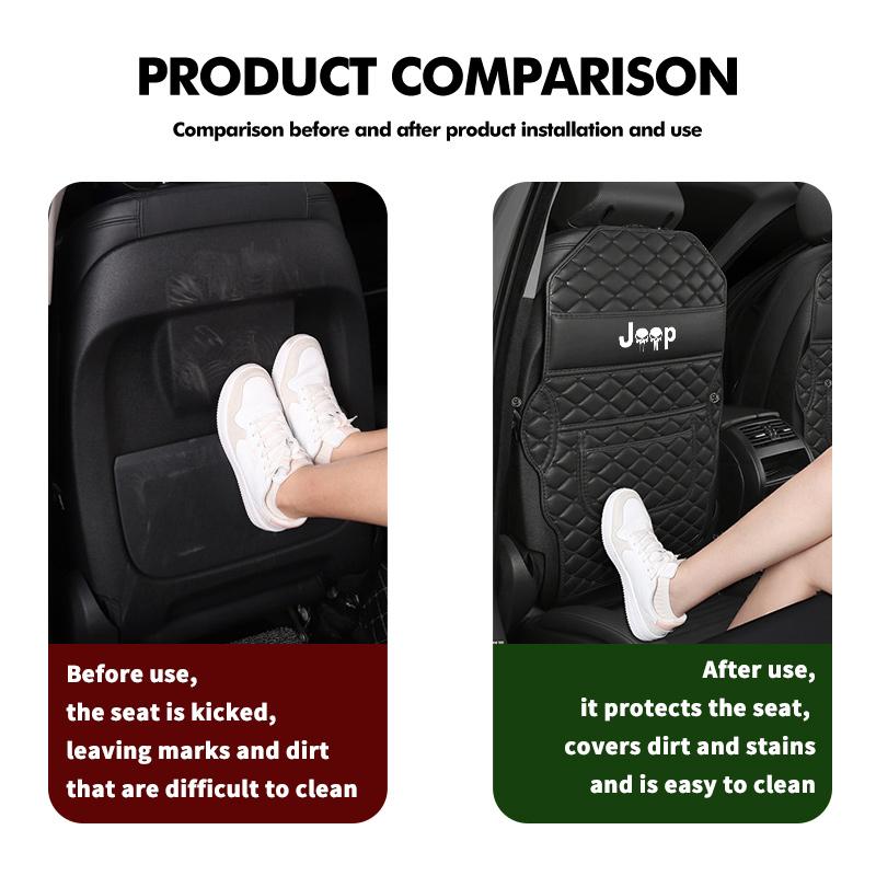 For Jeep Leather Car Interior Seat Anti Kick Pad Seat Backrest Mat Grand Cherokee Wrangler JK Renegade Gladiator Compass AKN1