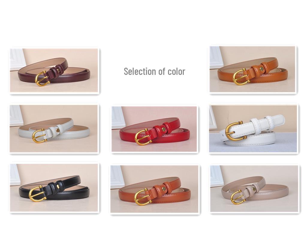 Korean Style Women's Genuine Leather Thin Waist Belt - Retro Pin Buckle, Versatile and Stylish