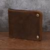 Crazy Horse Leather Men's Wallet Horizontal Leather Short Wallet Inner and Outer Head Layer Leather Buckle Leather Wallet Silver Bag