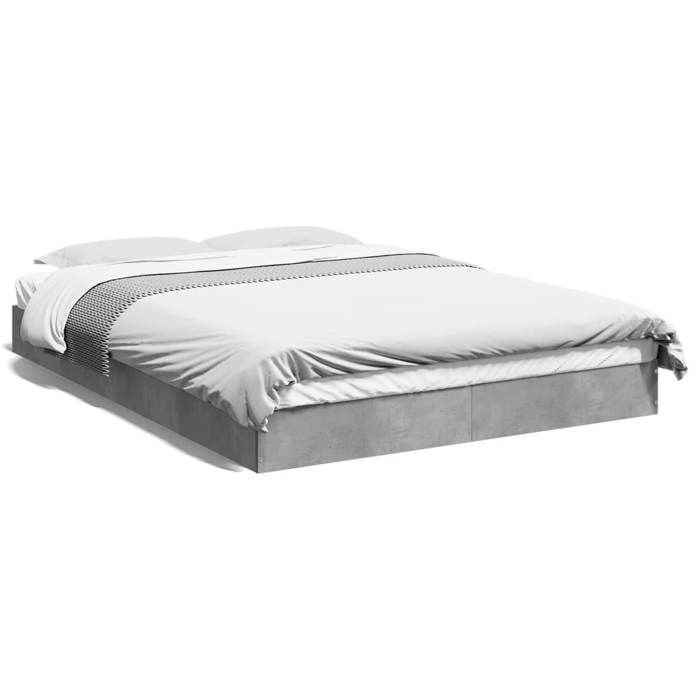 VidaXL Bed Frames Concrete Grey 140x200 Cm Engineered Wood, Bedroom Furniture, Slatted Base, Pallet Bed, Bed, Bed 842024