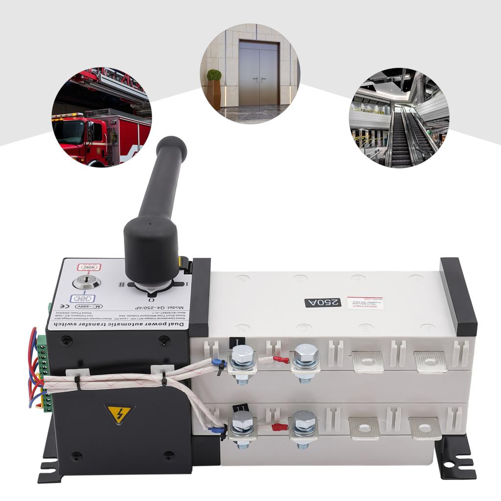250A 4 Poles Automatic Transfer Switch,110V Dual Power Grid to AC Generator Changeover Switch,Industrial Power Switching Device