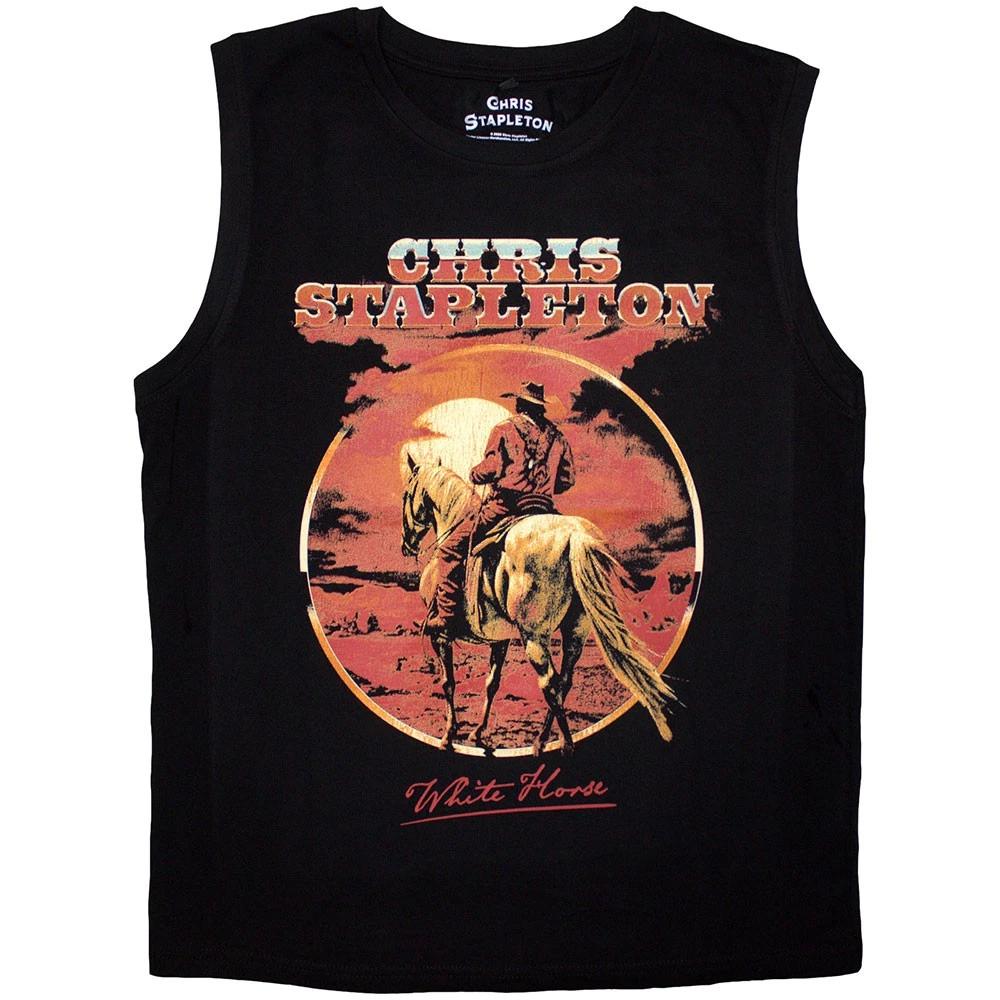 Chris Stapleton Unisex Tank T-Shirt: White Horse (Black) (Medium) 2XL