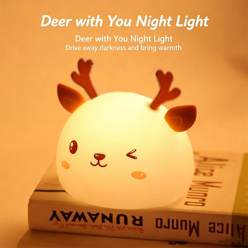 Cute Capybara Night Light Dimmable Rechargeable Touch Pat Lamp Soft Silicone Nursery Nightlight for Kids Room Bedroom Bedside Home Decor Gift
