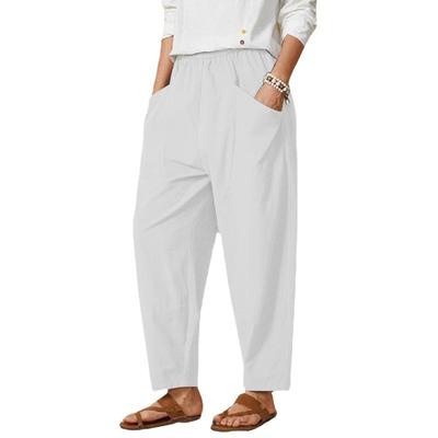Women's Cotton Linen Pants Sweatpants Trousers Elastic Waist Wide Leg Baggy Yoga Pants