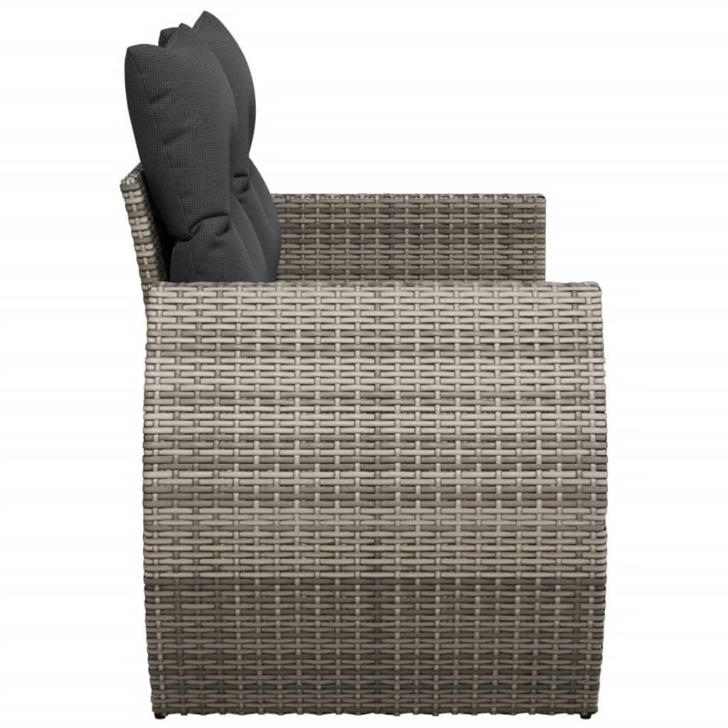 Vidaxl Garden Sofa With Cushions, 2-Seater, Grey, Poly Rattan