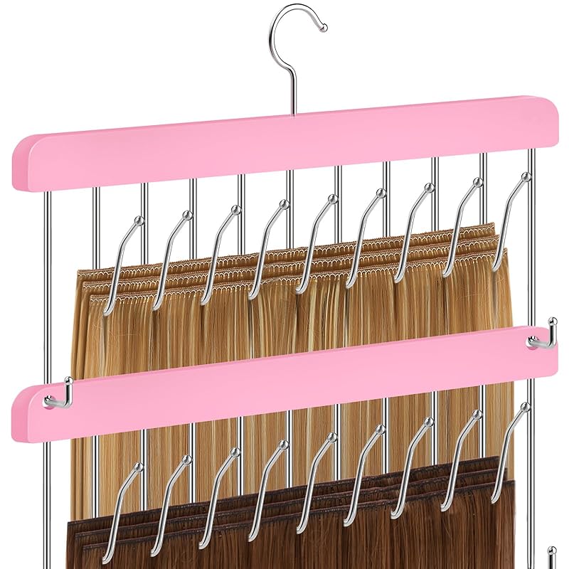 2 Pack Hair Extension Holder Hanger Braiding Rack Stackable Hair Extension Storage Rack for Styling Rotatable Wig Organizer Stand for Wigs розовый 4600₽