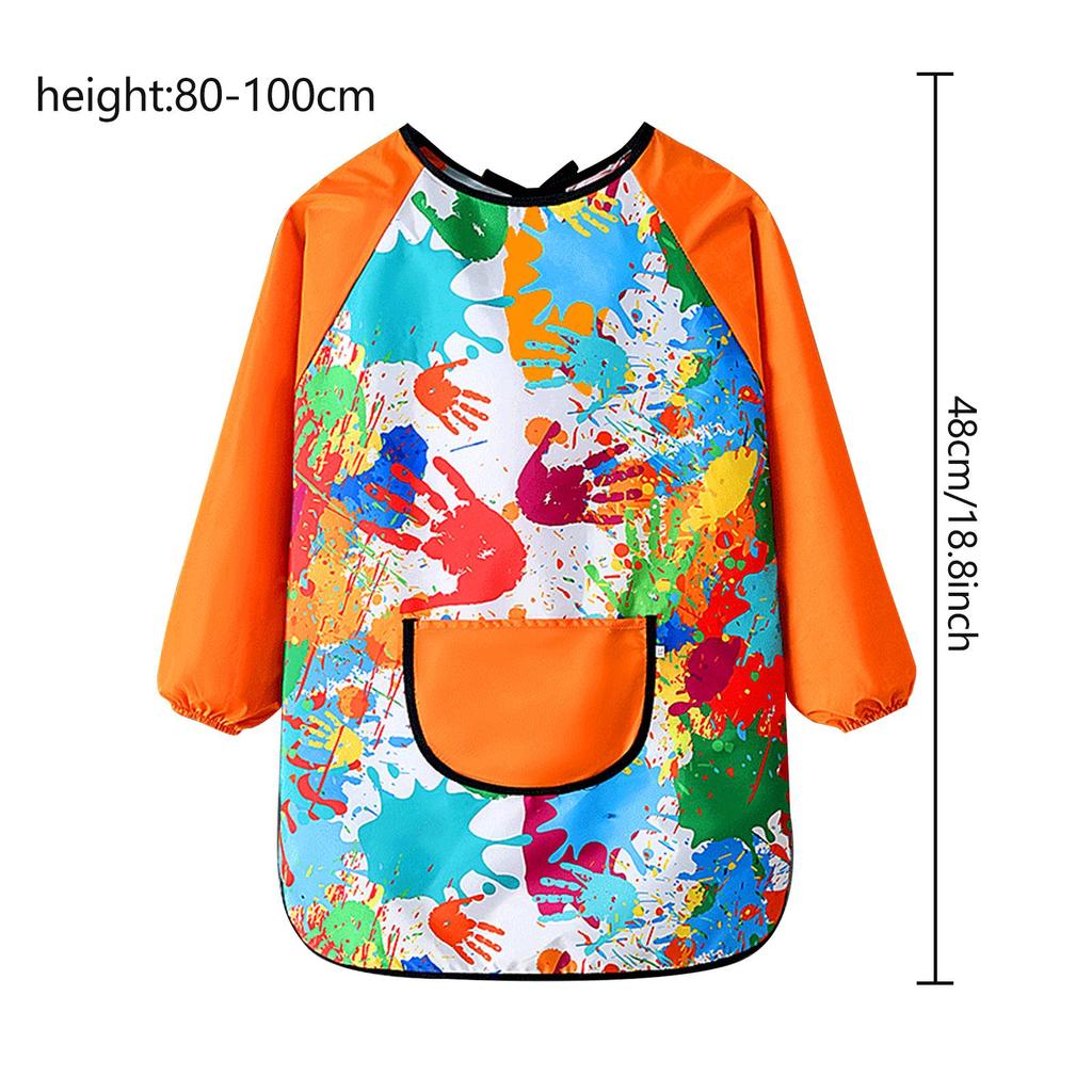 Kids Boys Girls Art Painting Waterproof Drawing Crafts Kindergarten Coat Long Sleeved Apron Feeding Smock For Children Aprons