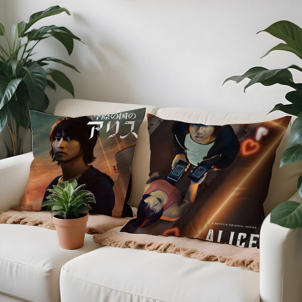 A-Alice In Borderland Pillow Case Living Room Sofa Decorative Cushion Cover Simple Household Light Luxury Printed Pillow