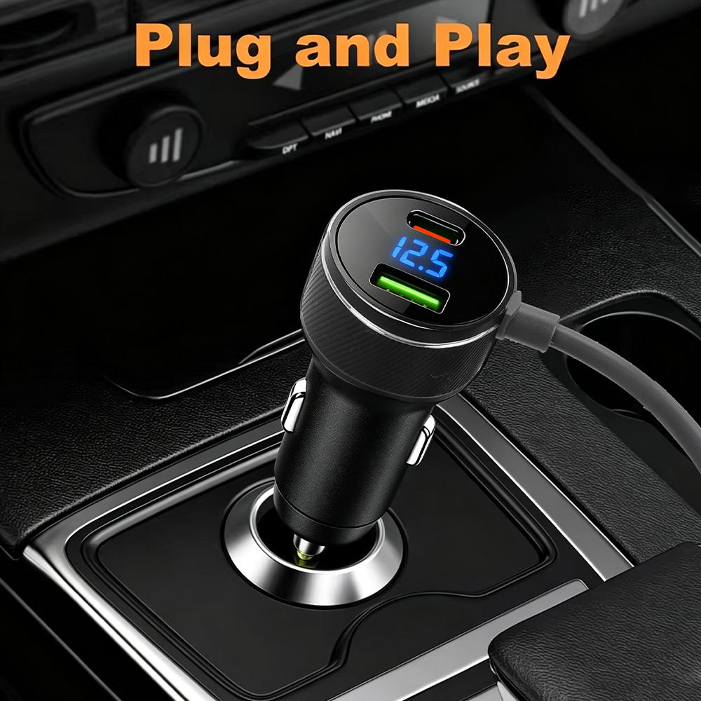 For Starlink Charger USB Type C Lighter Car Charger with Digital Voltmeter Waterproof Extension Car Accessories