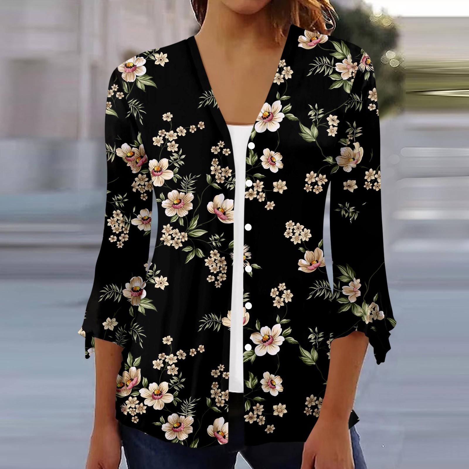 

Женский свободный повседневный кардиган с рукавами три четверти с принтом и расклешенными рукавами на пуговицах XXL бежевый